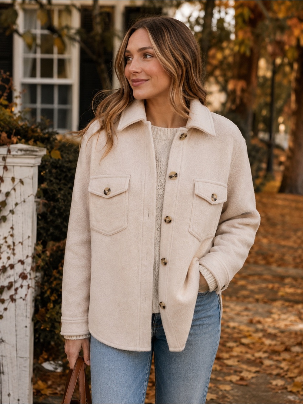 Wilfred wool oversized Cream Teddy Shacket Jacket
